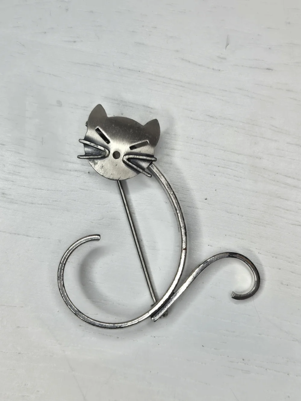 Vintage Sterling Silver Cat Kitten Brooch Pin - Beau 925 Hallmarked
